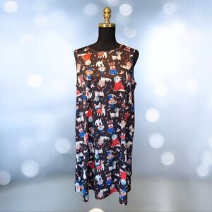 Charming Cartoon Print Sleeveless Dress